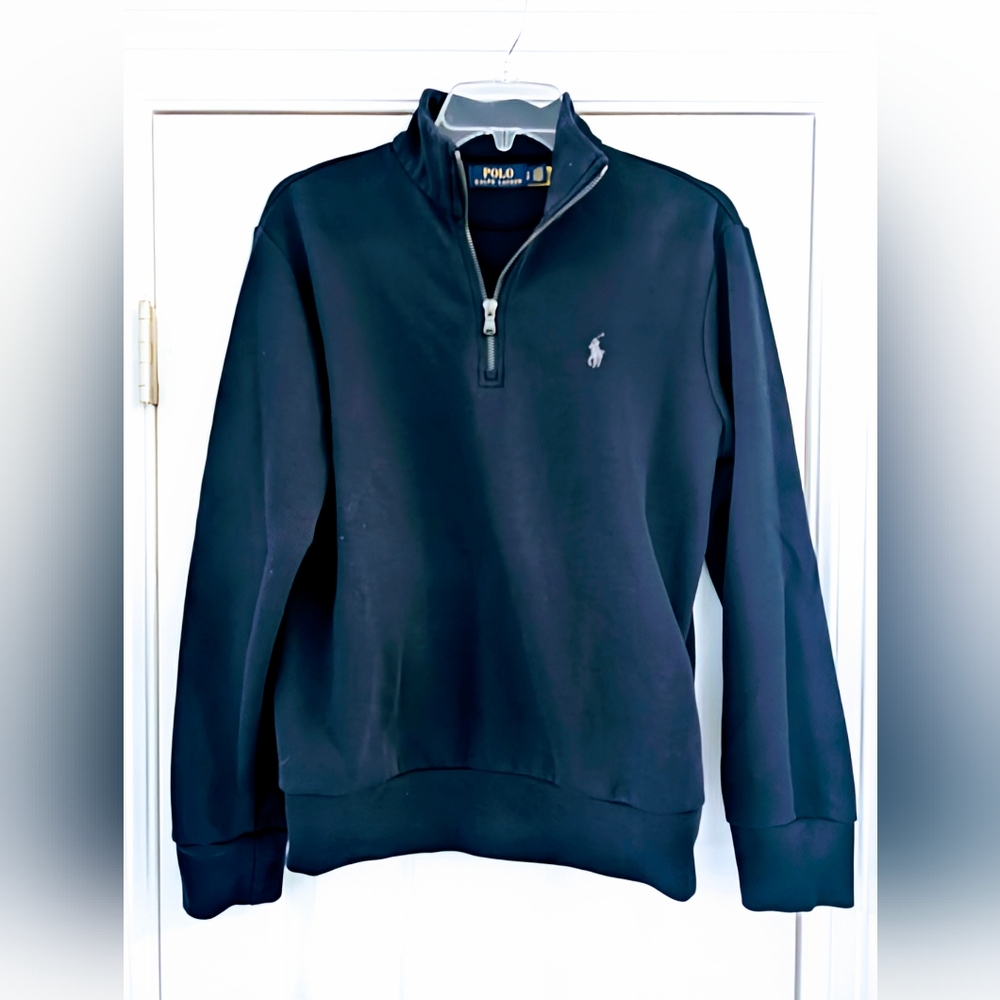 Polo by Ralph Lauren Men's Dark Navy Quarter Zip-Up Pullover - In New Condition